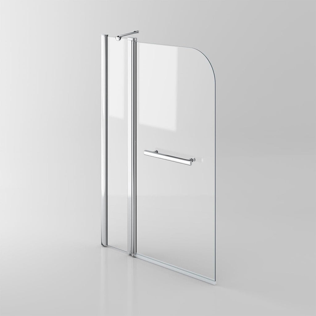 Modern Shower Bath Screen With Panel And Towel Rail - 1400mm x 1000mm - Chrome