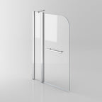 Modern Shower Bath Screen With Panel And Towel Rail - 1400mm x 1000mm - Chrome
