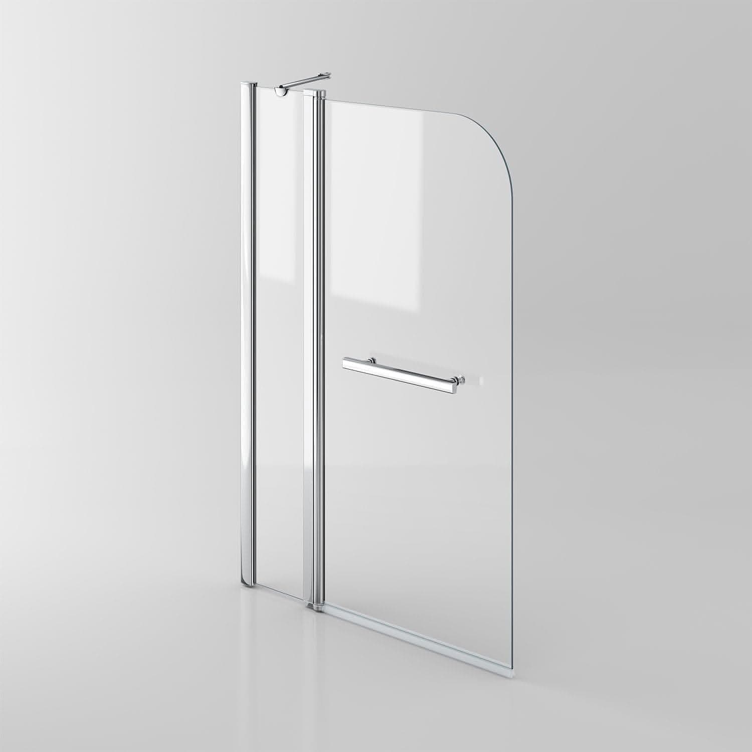 Modern Shower Bath Screen With Panel And Towel Rail - 1400mm x 1000mm - Chrome