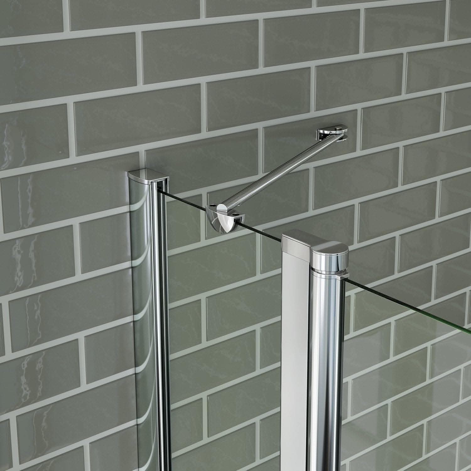 Modern Shower Bath Screen With Panel And Towel Rail - 1400mm x 1000mm - Chrome