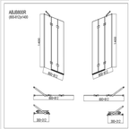 Modern Folding Shower Bath Screen With Panel - RH - 1400mm x 800mm - Chrome