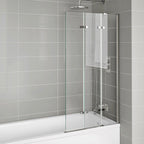 Modern Folding Shower Bath Screen With Panel - RH - 1400mm x 800mm - Chrome