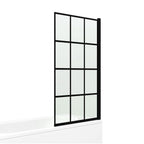 Modern Designer Folding Shower Bath Screen - 1400mm x 1000mm - Matt Black