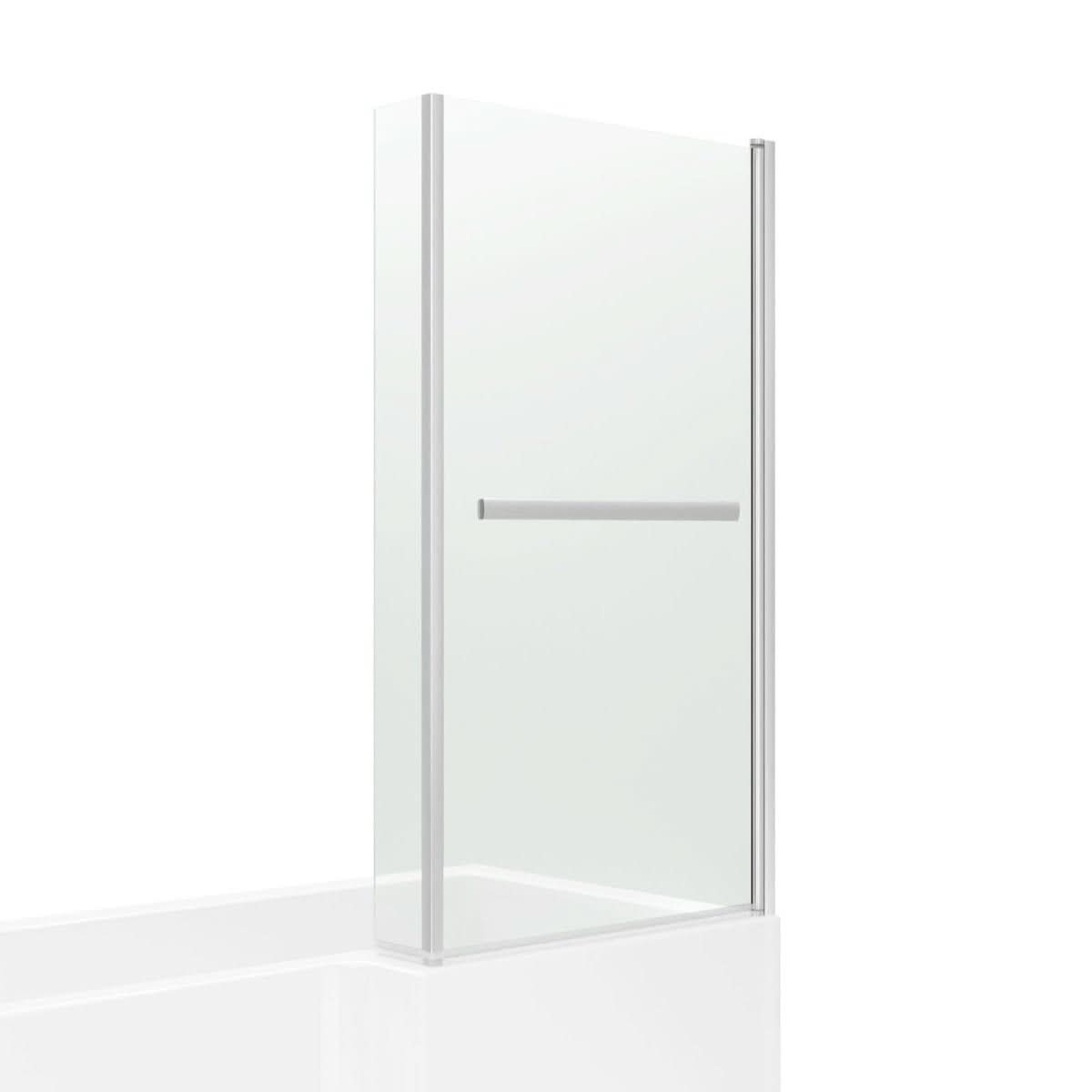 Modern L Shaped Shower Bath Screen With Towel Rail - Chrome