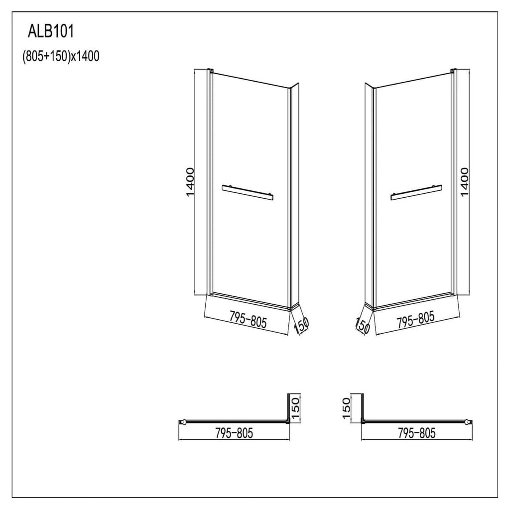 Modern L Shaped Shower Bath Screen With Towel Rail - Chrome
