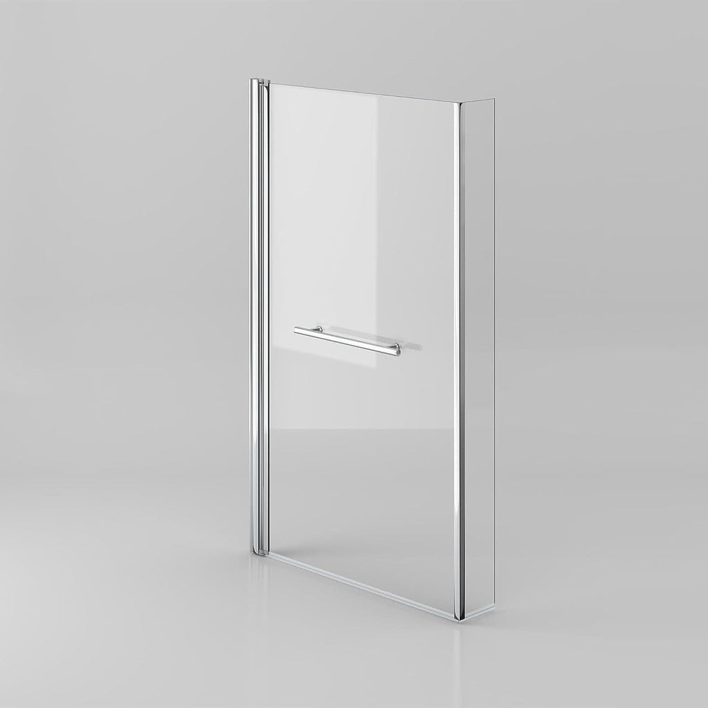 Modern L Shaped Shower Bath Screen With Towel Rail - Chrome