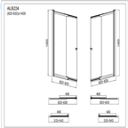 Modern Shower Bath Screen With Panel - 1400mm x 830mm - Chrome