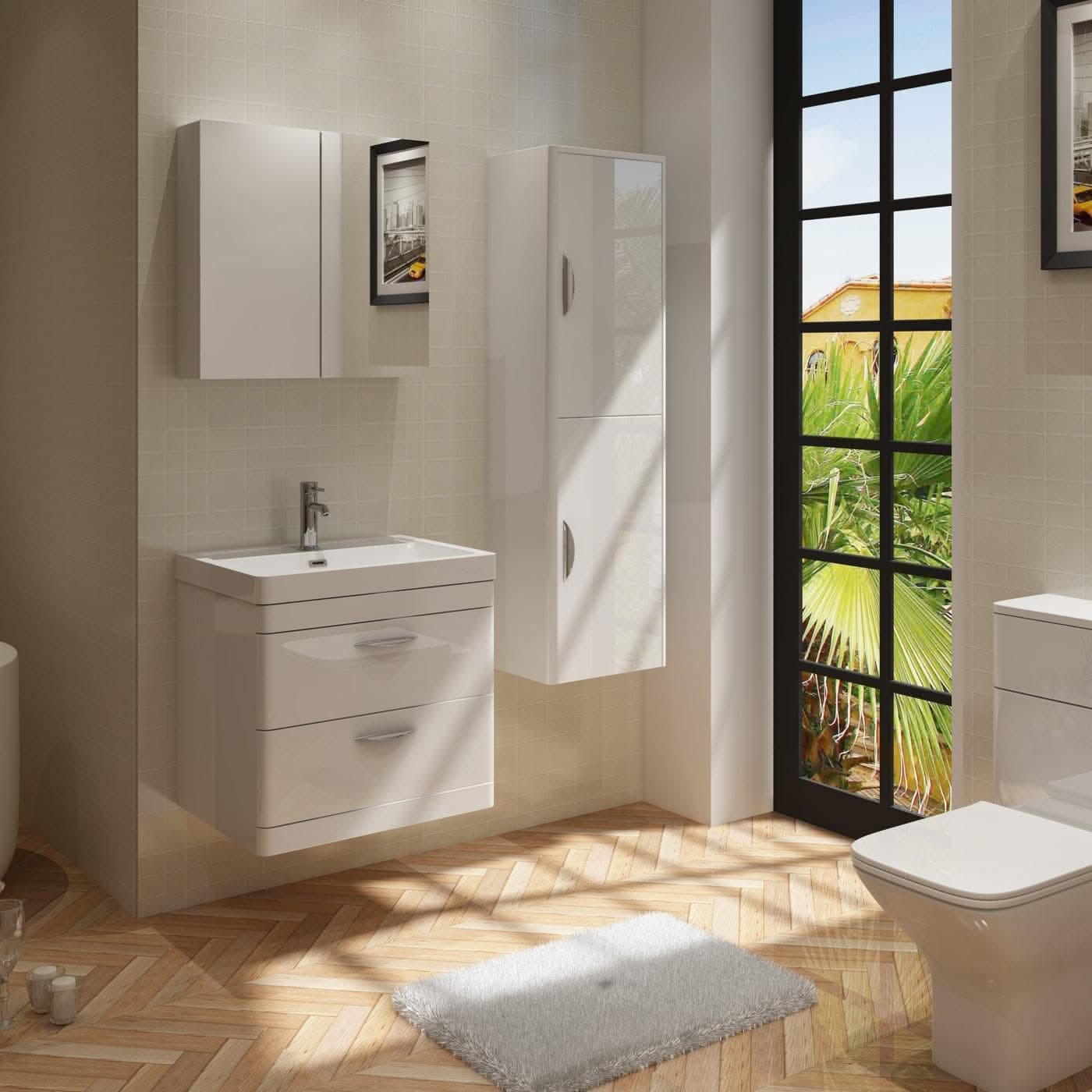 Apollo Wall Hung Tall Storage Unit - 1400mm x 400mm