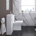 Mini 1 Door Cloakroom Floorstanding vanity Unit With Square Basin - 1 Tap Hole - 400mm x 781mm