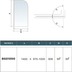 Modern Shower Bath Screen With Panel - 1400mm x 1000mm - Chrome