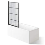 Modern Designer Non-foldable Shower Bath Screen - 1400mm x 800mm - Matt Black