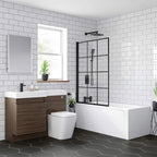 Modern Designer Folding Shower Bath Screen - 1400mm x 1000mm - Matt Black