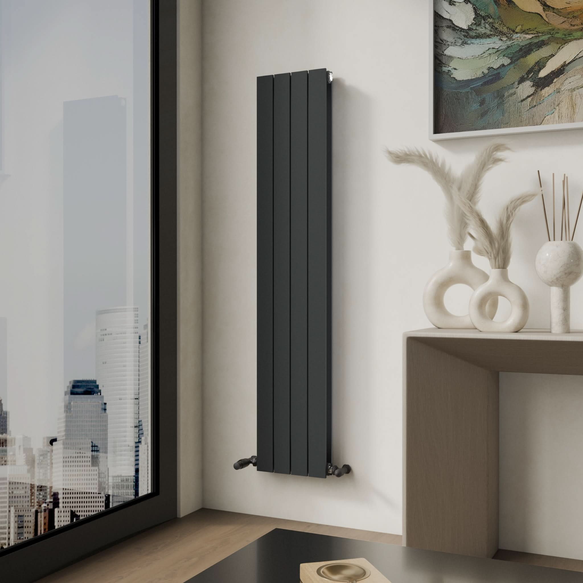 iBathUK Apex Vertical Double Panel Slim Flat Radiator, Designer Slim Radiator
