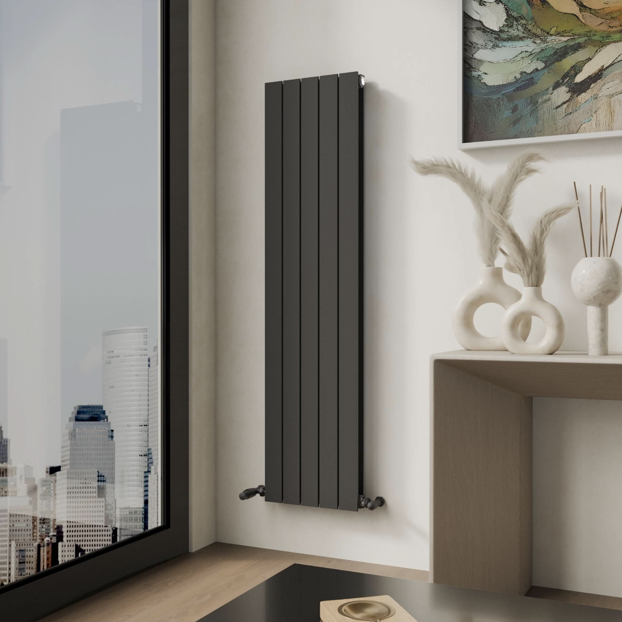 iBathUK Apex Vertical Double Panel Slim Flat Radiator, Designer Slim Radiator