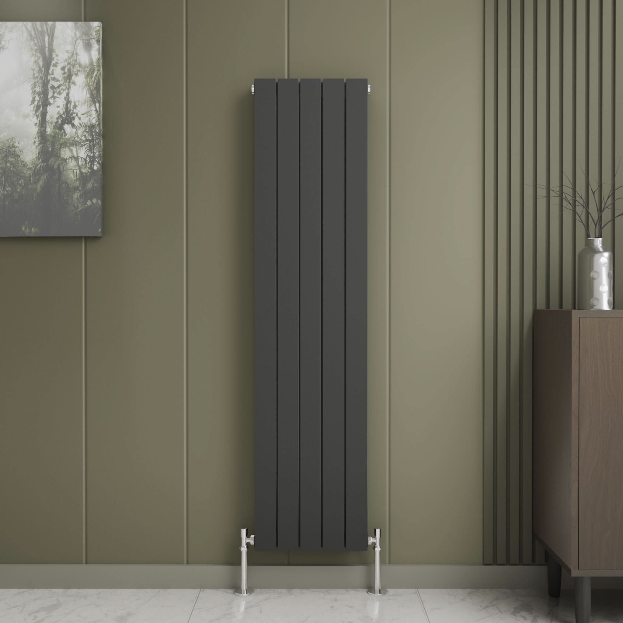 iBathUK Apex Vertical Double Panel Slim Flat Radiator, Designer Slim Radiator