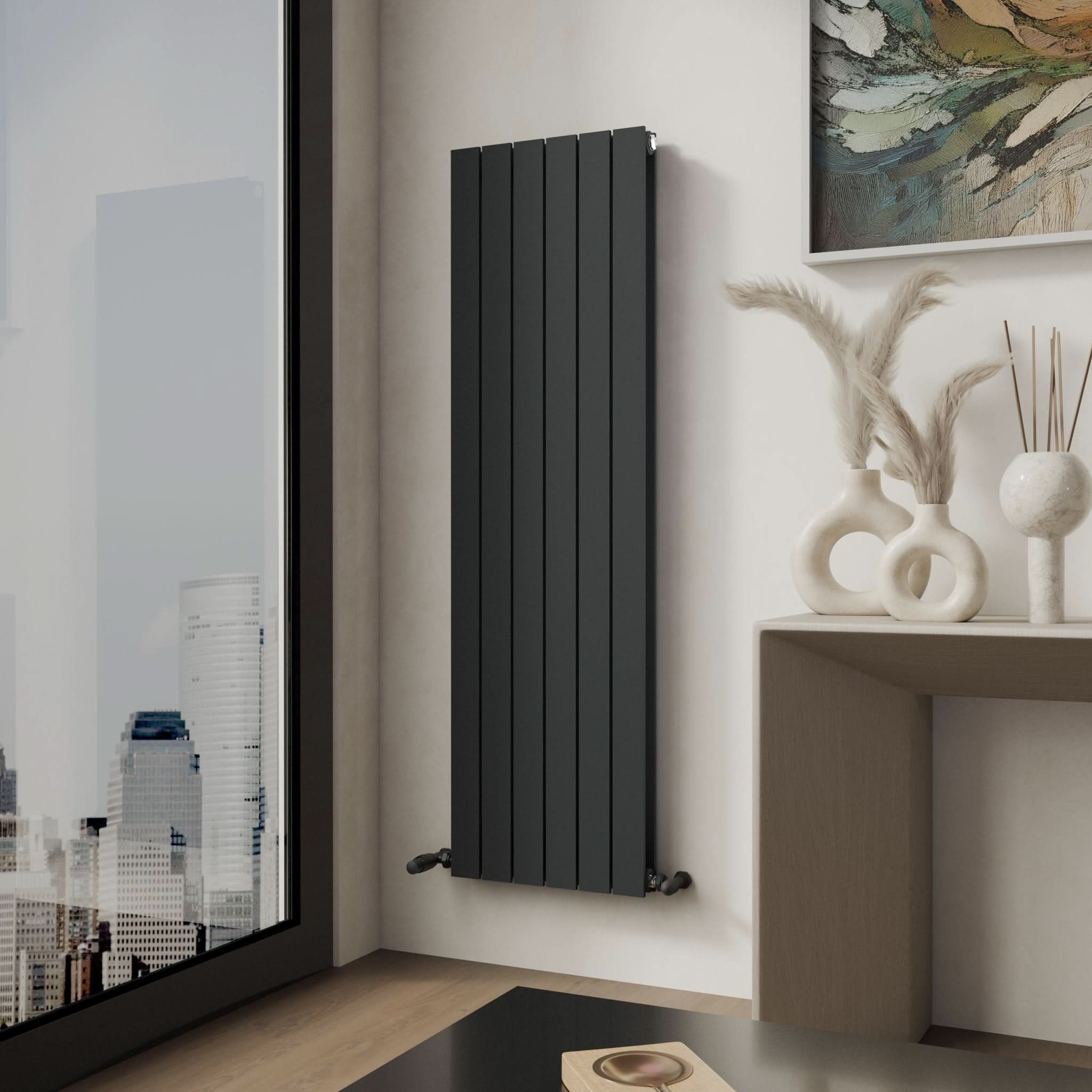 iBathUK Apex Vertical Double Panel Slim Flat Radiator, Designer Slim Radiator