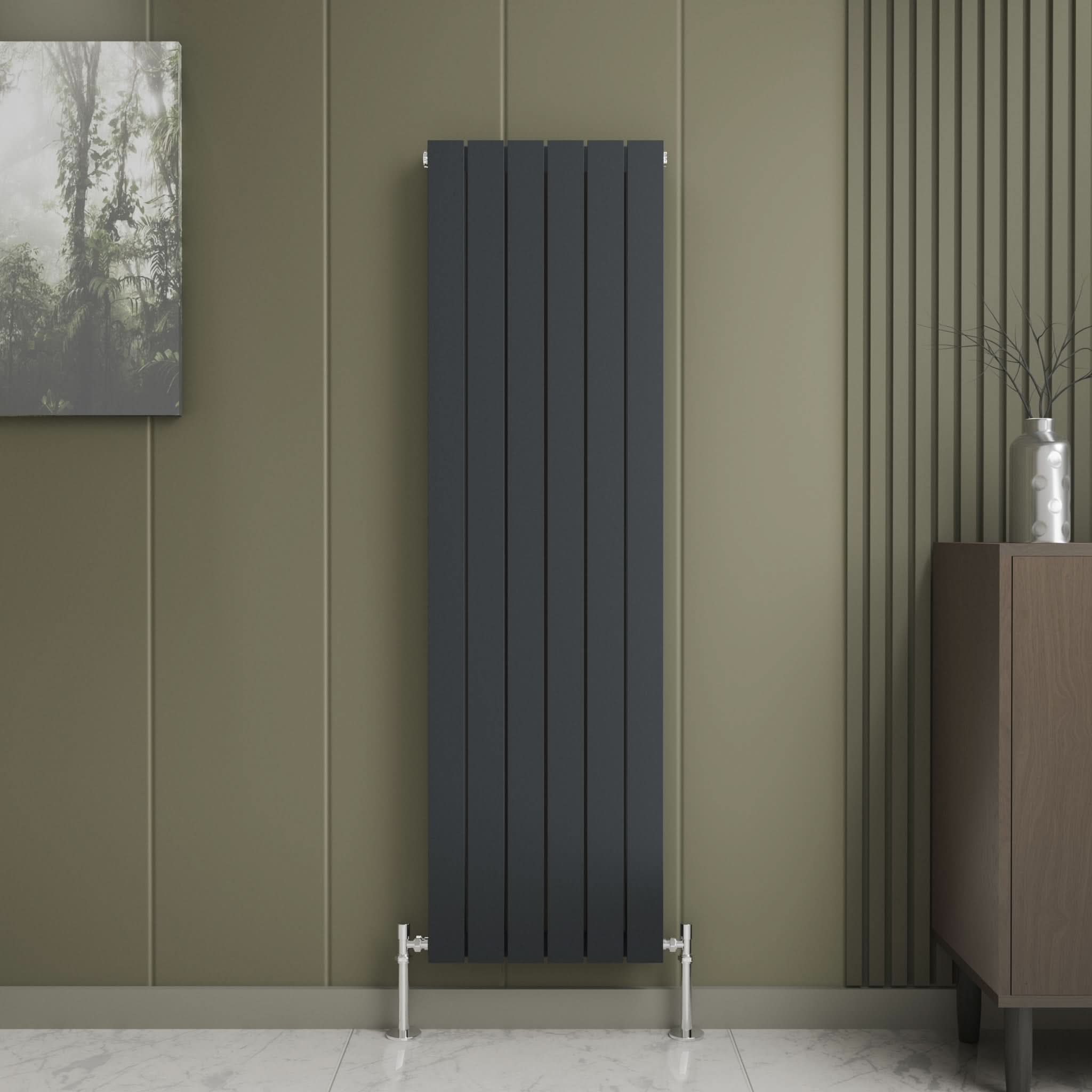 iBathUK Apex Vertical Double Panel Slim Flat Radiator, Designer Slim Radiator
