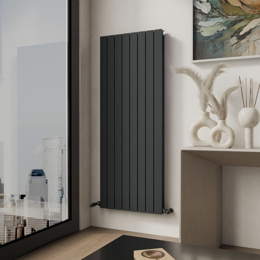 iBathUK Apex Vertical Double Panel Slim Flat Radiator, Designer Slim Radiator