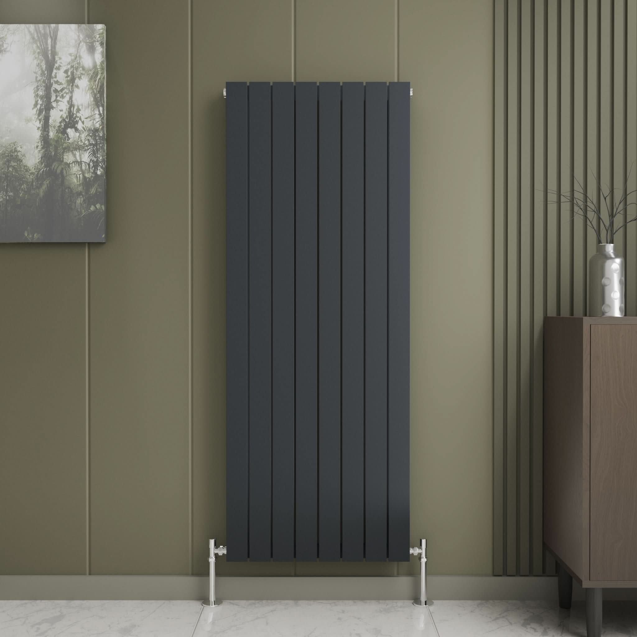 iBathUK Apex Vertical Double Panel Slim Flat Radiator, Designer Slim Radiator