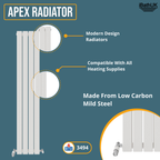 iBathUK Apex Vertical Double Panel Slim Flat Radiator, Designer Slim Radiator