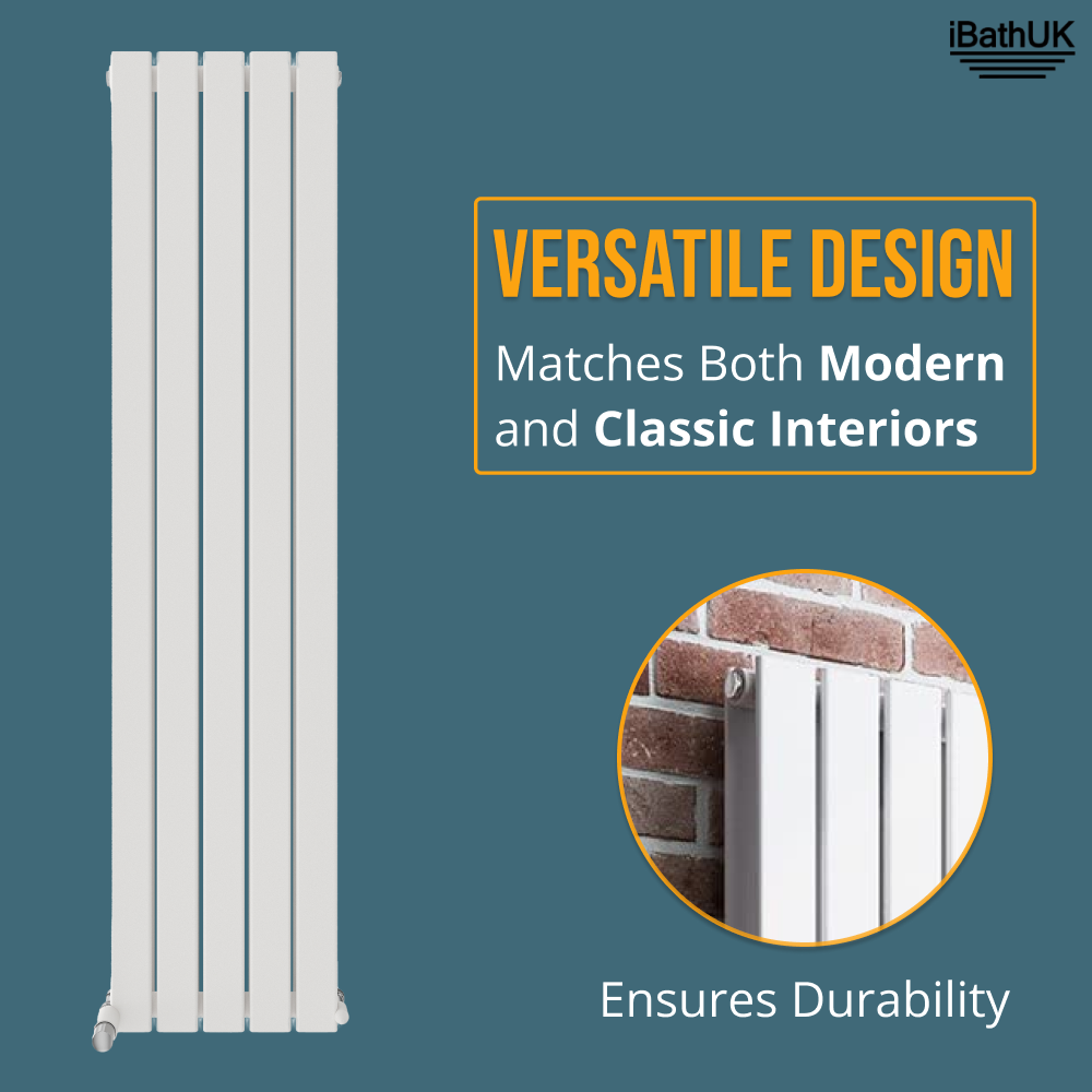 iBathUK Apex Vertical Double Panel Slim Flat Radiator, Designer Slim Radiator