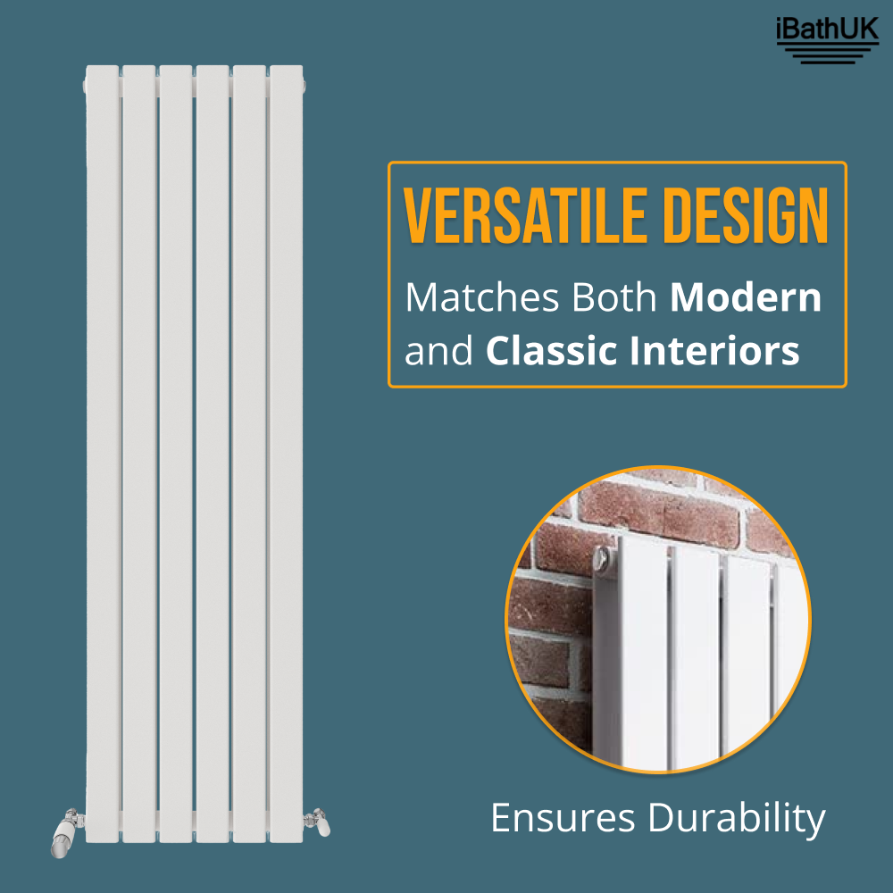 iBathUK Apex Vertical Double Panel Slim Flat Radiator, Designer Slim Radiator