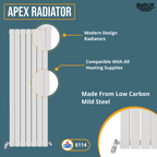 iBathUK Apex Vertical Double Panel Slim Flat Radiator, Designer Slim Radiator