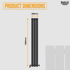 iBathUK Apex Vertical Single Panel Slim Flat Radiator, Designer Slim Radiator