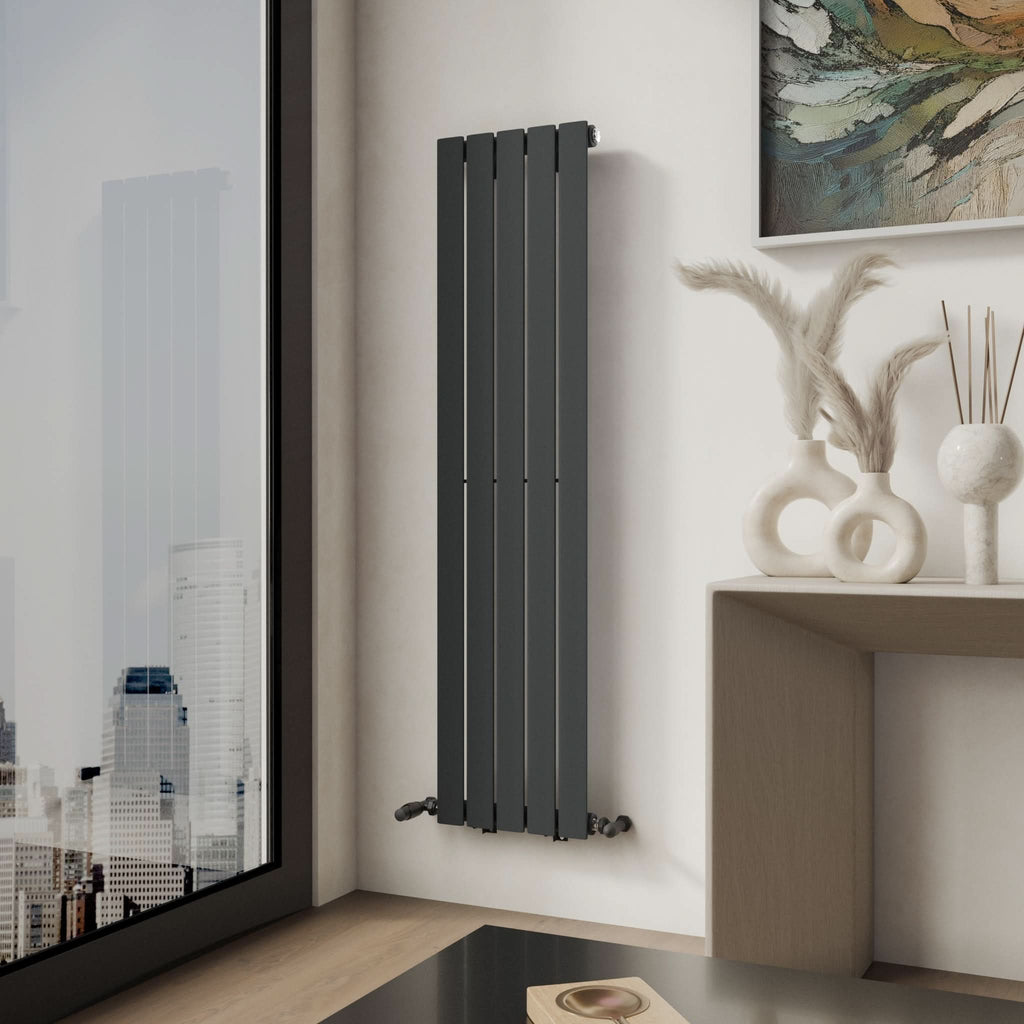 iBathUK Apex Vertical Single Panel Slim Flat Radiator, Designer Slim Radiator