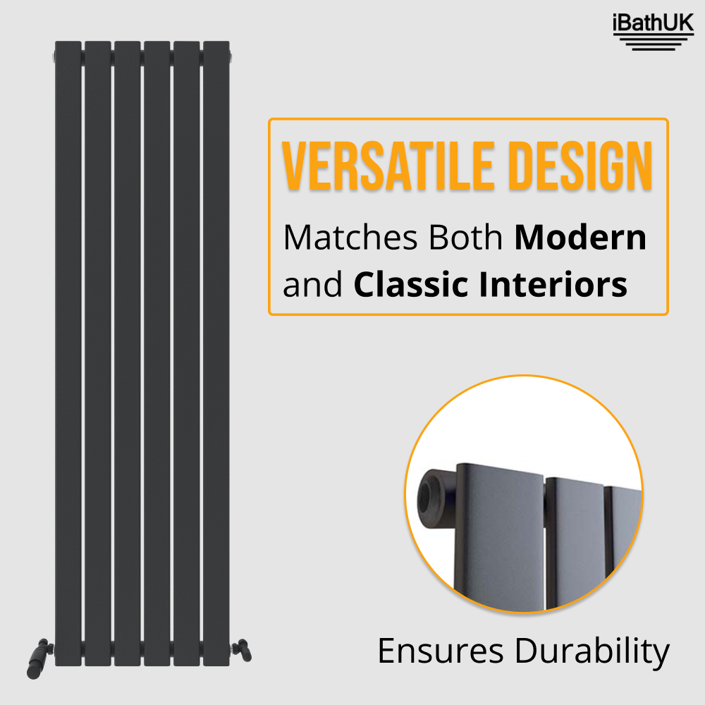 iBathUK Apex Vertical Single Panel Slim Flat Radiator, Designer Slim Radiator
