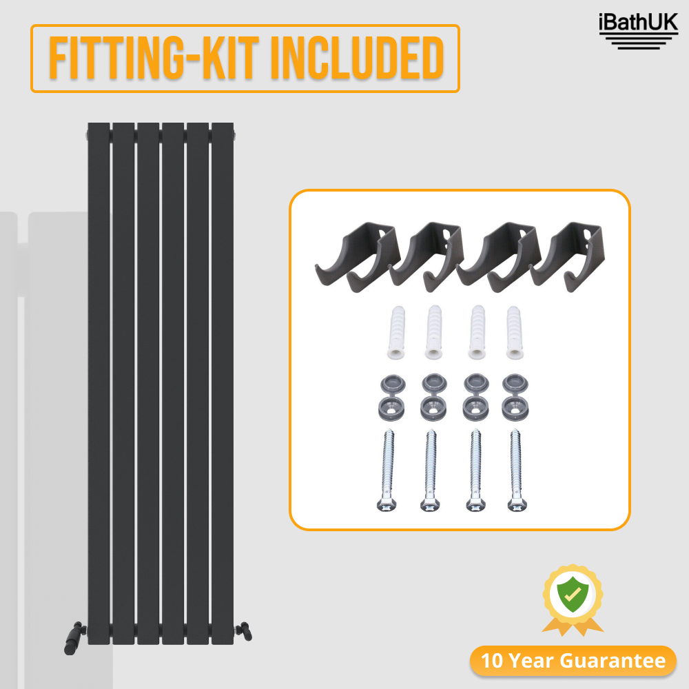 iBathUK Apex Vertical Single Panel Slim Flat Radiator, Designer Slim Radiator