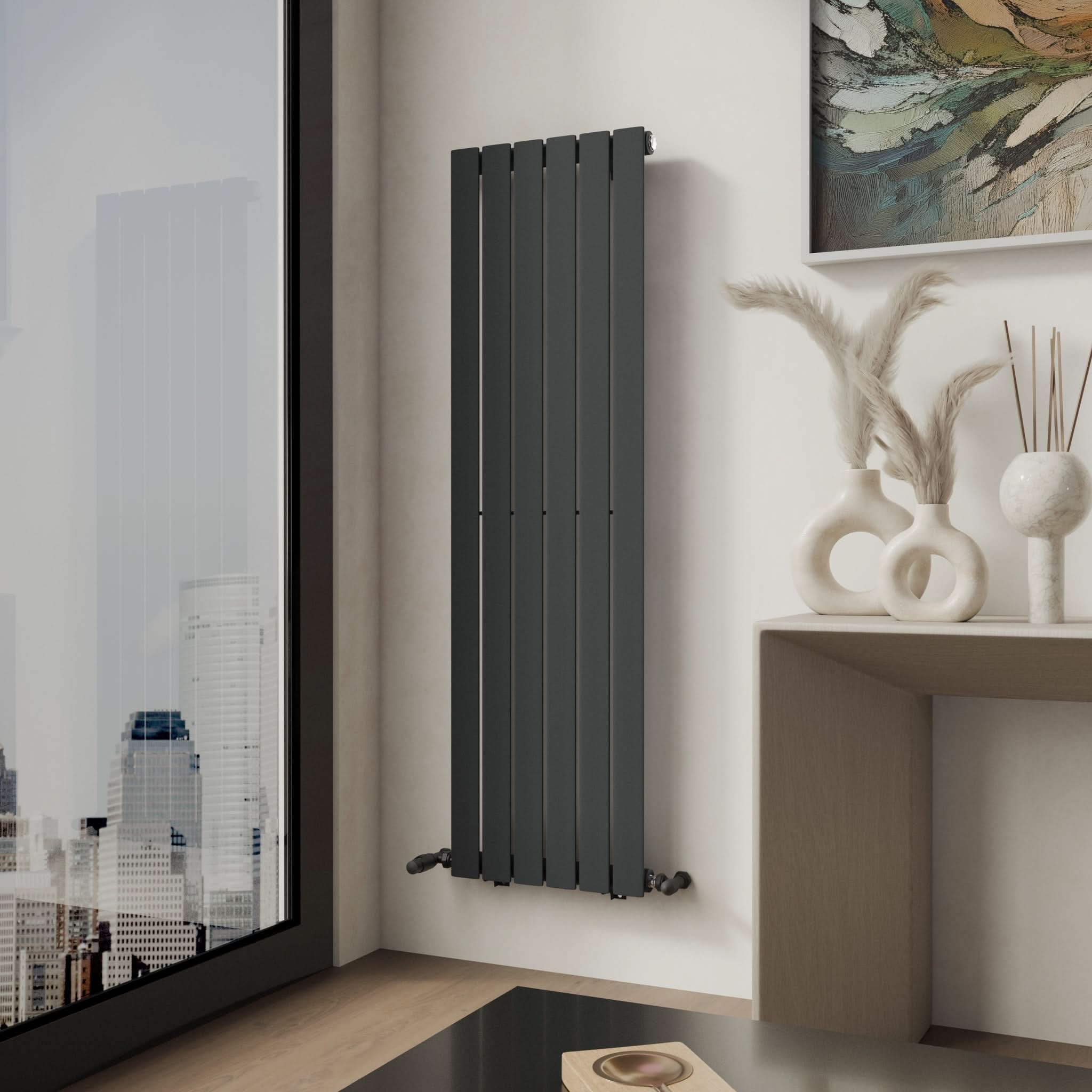 iBathUK Apex Vertical Single Panel Slim Flat Radiator, Designer Slim Radiator