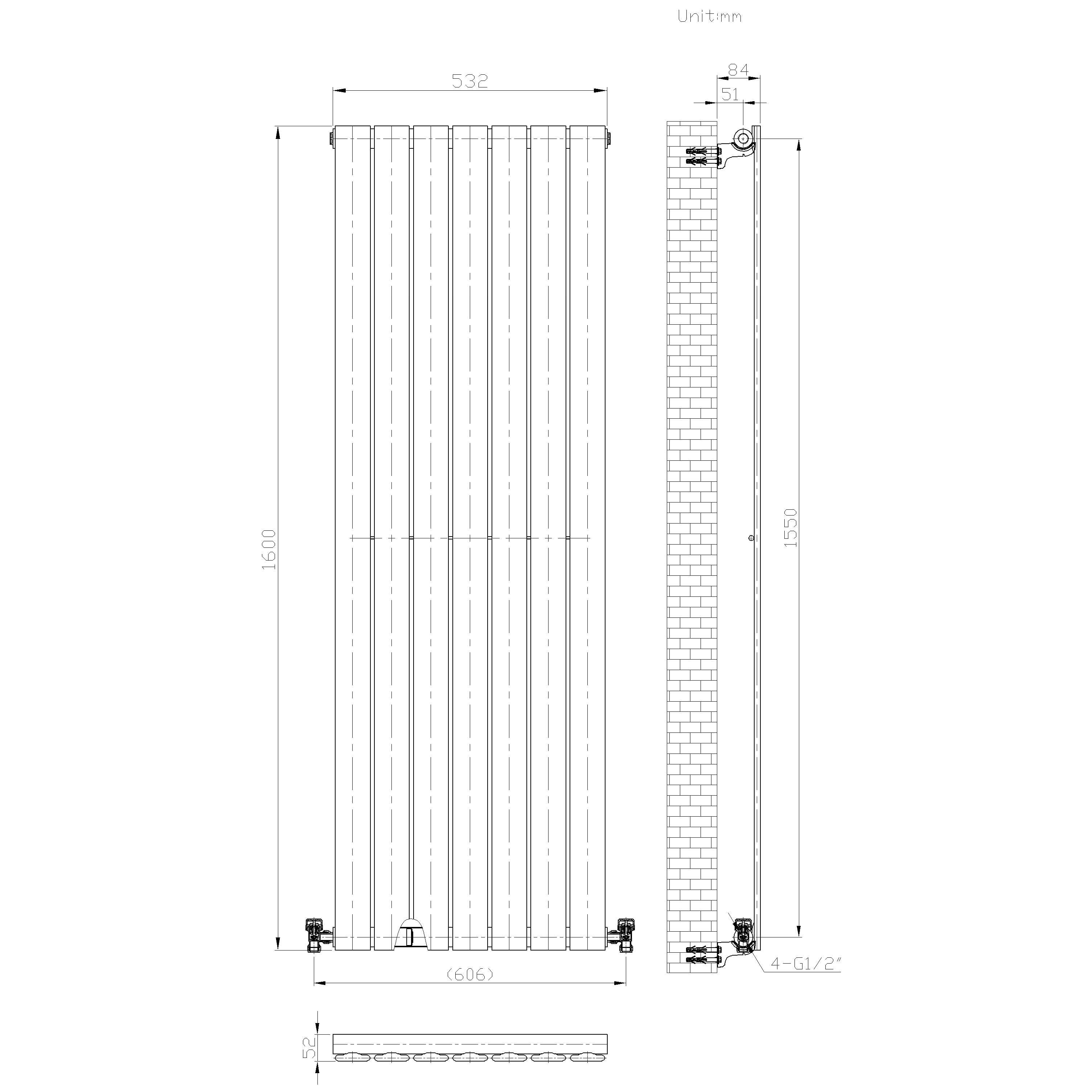 iBathUK Apex Vertical Single Panel Slim Flat Radiator, Designer Slim Radiator