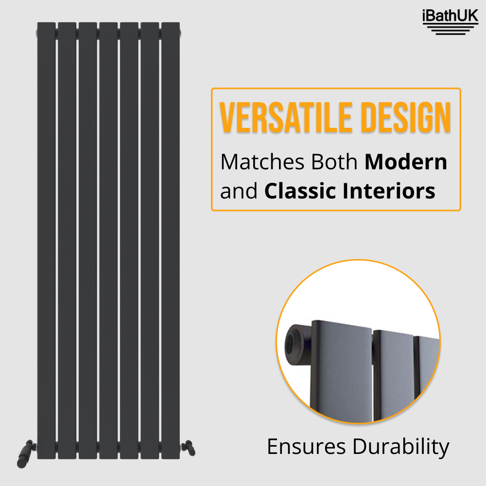 iBathUK Apex Vertical Single Panel Slim Flat Radiator, Designer Slim Radiator