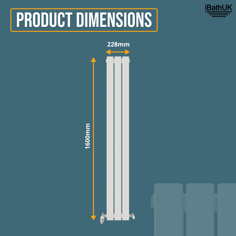 iBathUK Apex Vertical Single Panel Slim Flat Radiator, Designer Slim Radiator