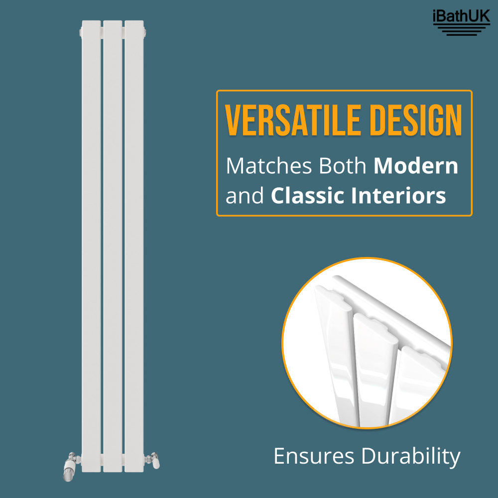 iBathUK Apex Vertical Single Panel Slim Flat Radiator, Designer Slim Radiator