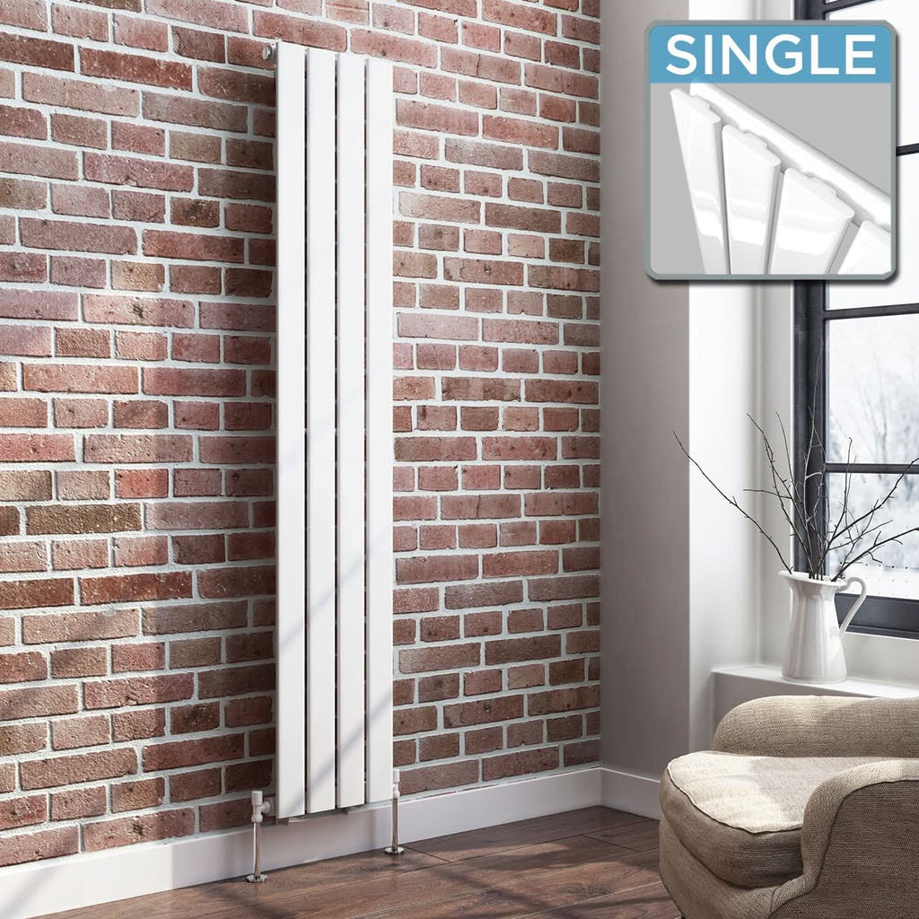 iBathUK Apex Vertical Single Panel Slim Flat Radiator, Designer Slim Radiator