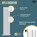 iBathUK Apex Vertical Single Panel Slim Flat Radiator, Designer Slim Radiator