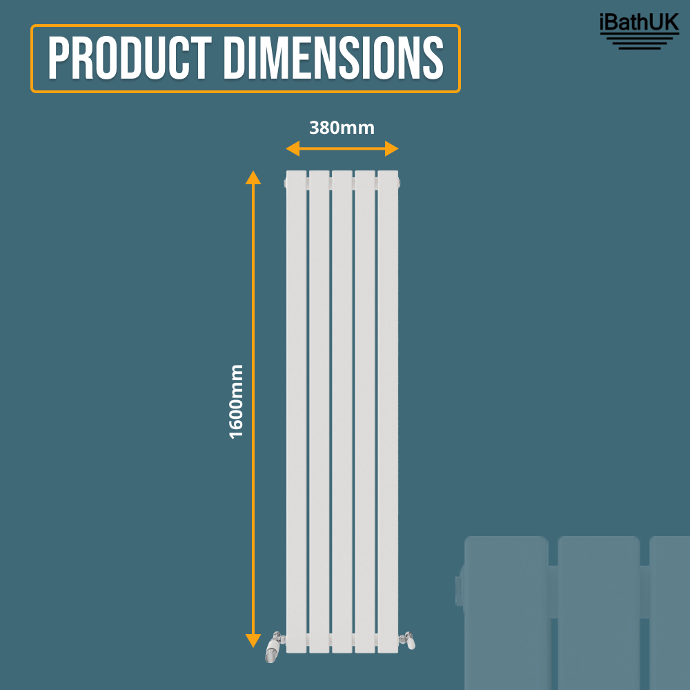 iBathUK Apex Vertical Single Panel Slim Flat Radiator, Designer Slim Radiator