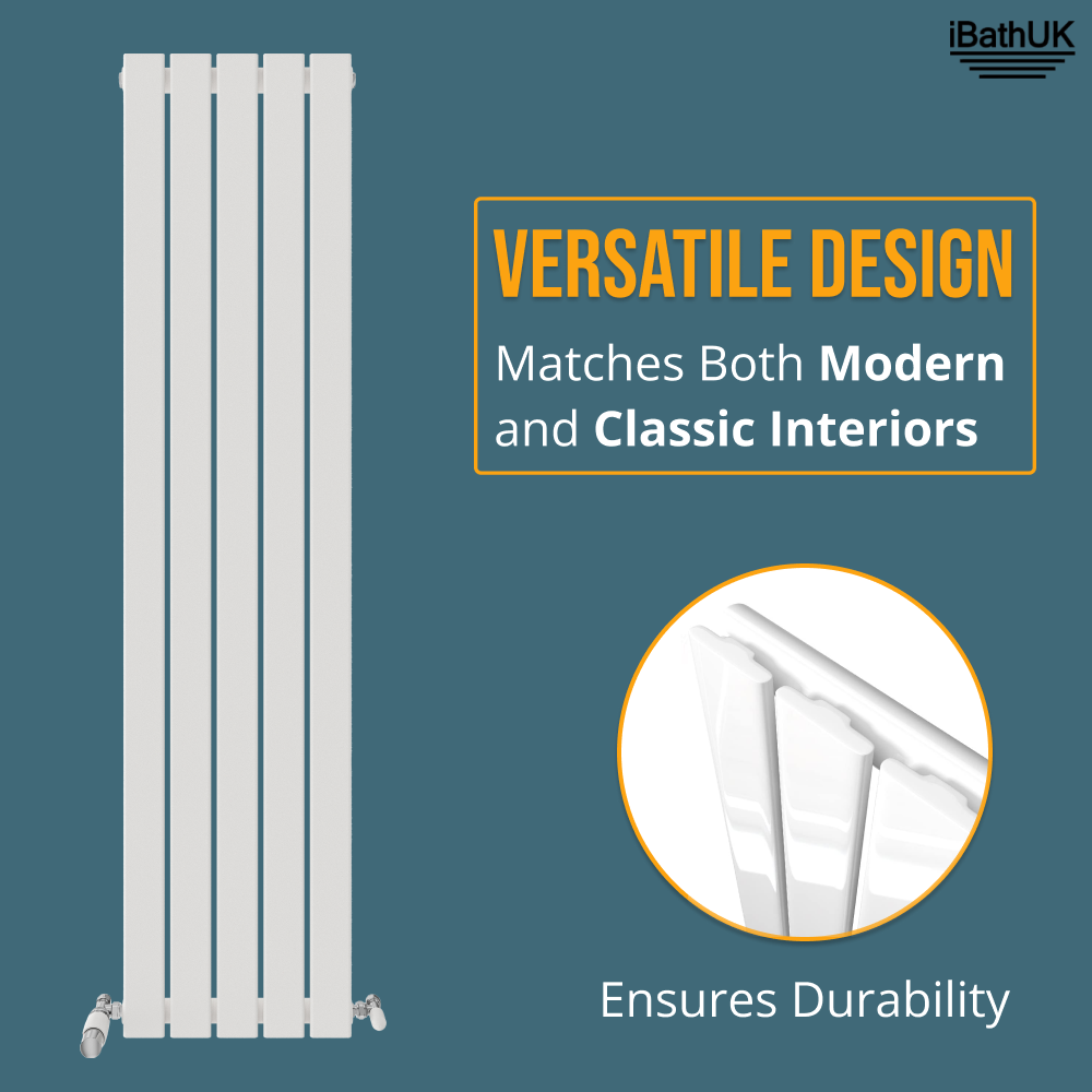 iBathUK Apex Vertical Single Panel Slim Flat Radiator, Designer Slim Radiator