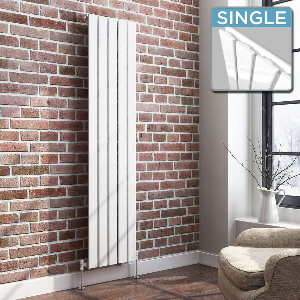 iBathUK Apex Vertical Single Panel Slim Flat Radiator, Designer Slim Radiator