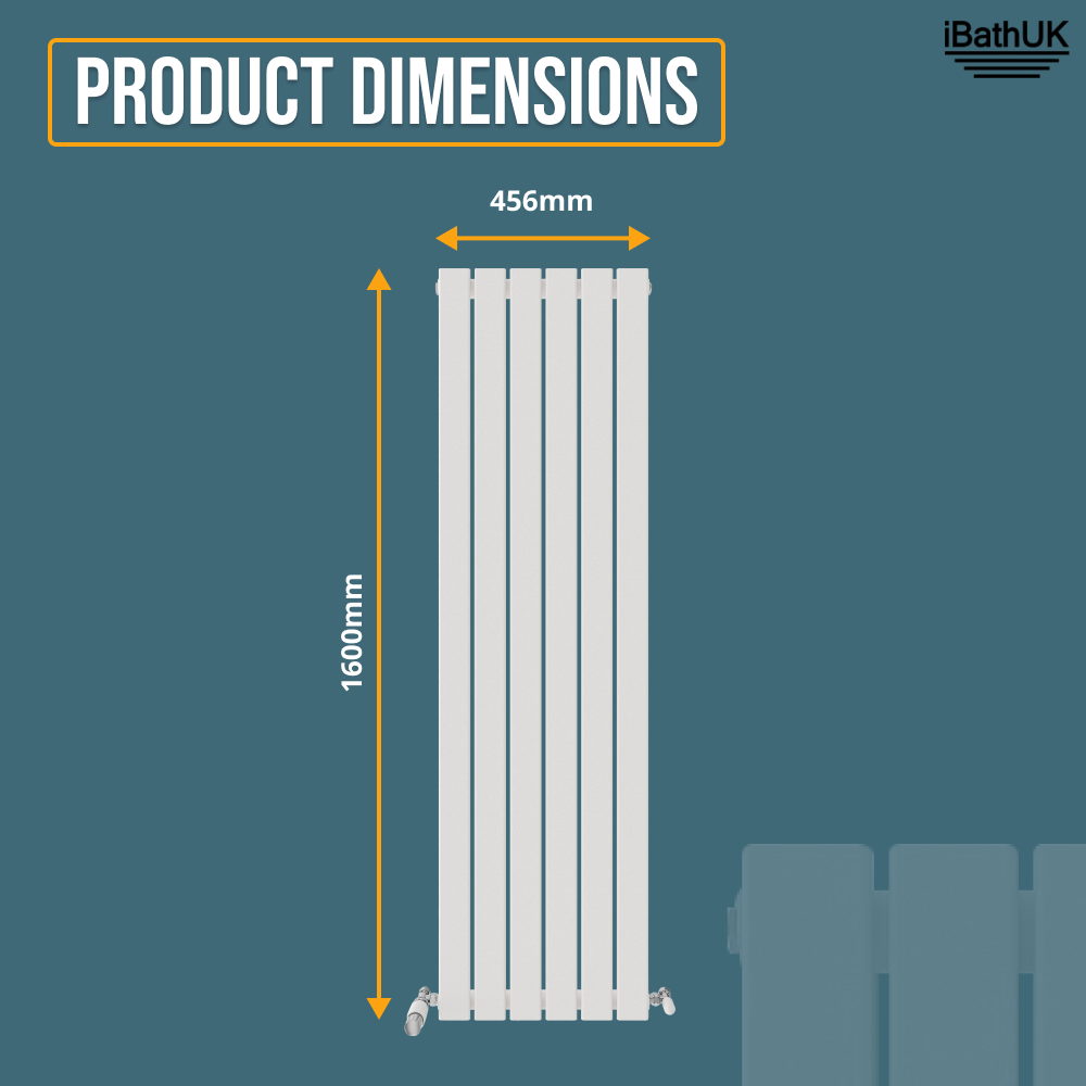 iBathUK Apex Vertical Single Panel Slim Flat Radiator, Designer Slim Radiator