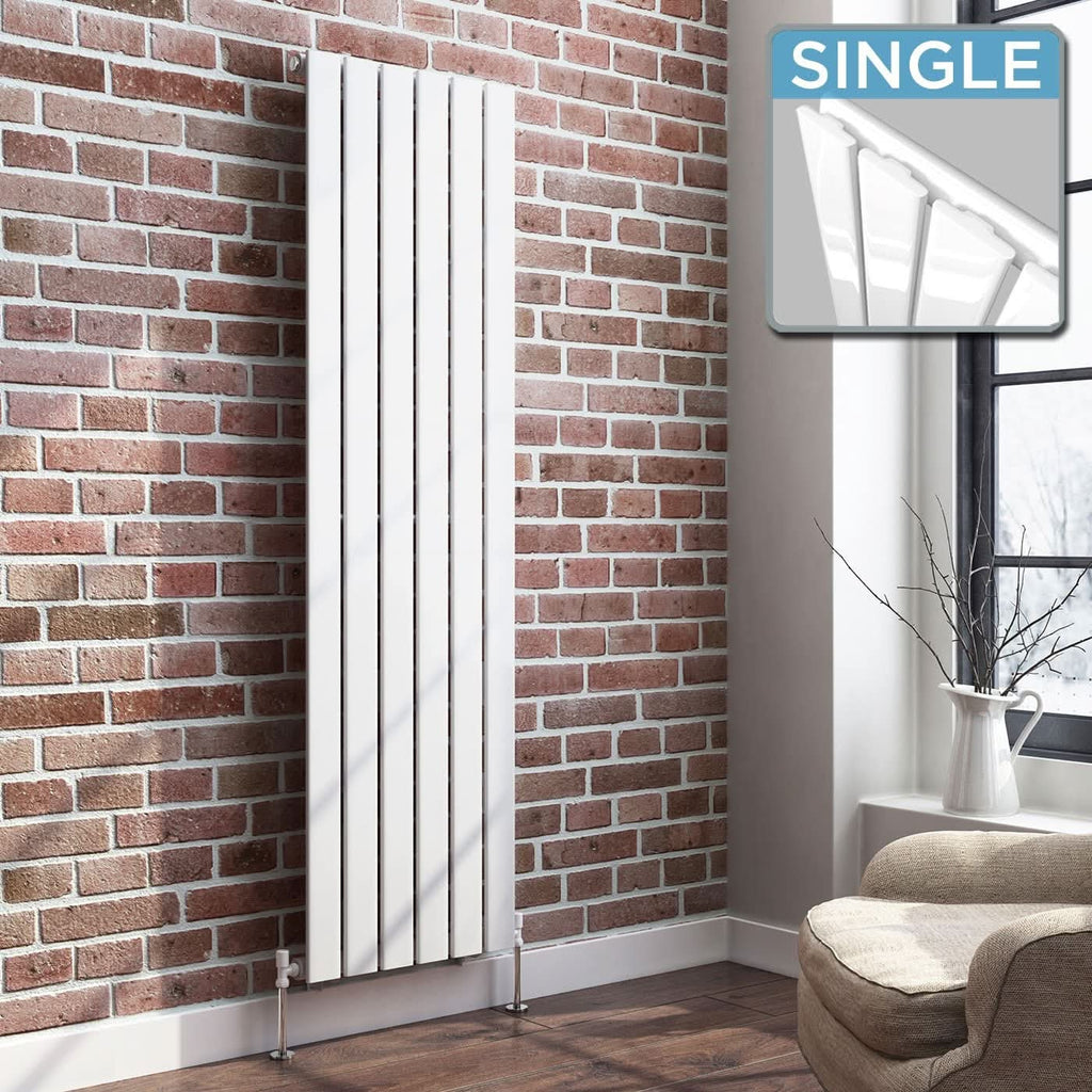 iBathUK Apex Vertical Single Panel Slim Flat Radiator, Designer Slim Radiator