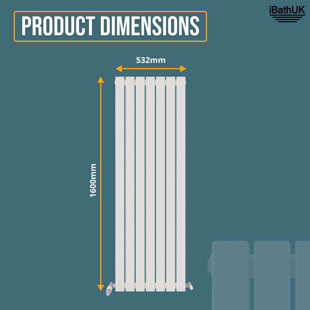 iBathUK Apex Vertical Single Panel Slim Flat Radiator, Designer Slim Radiator