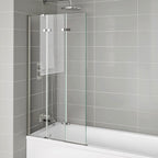 Modern Folding Shower Bath Screen With Panel - RH - 1400mm x 800mm - Chrome