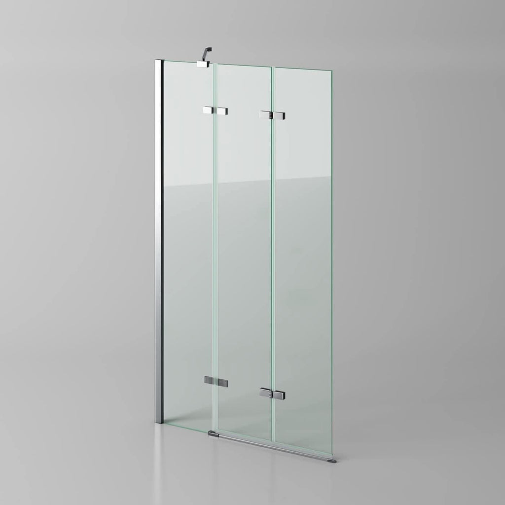 Modern Folding Shower Bath Screen With Panel - RH - 1400mm x 800mm - Chrome