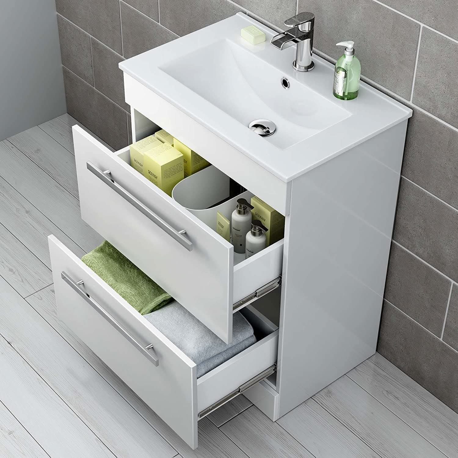 Avon Modern Floorstanding Bathroom Suite - Gloss White
