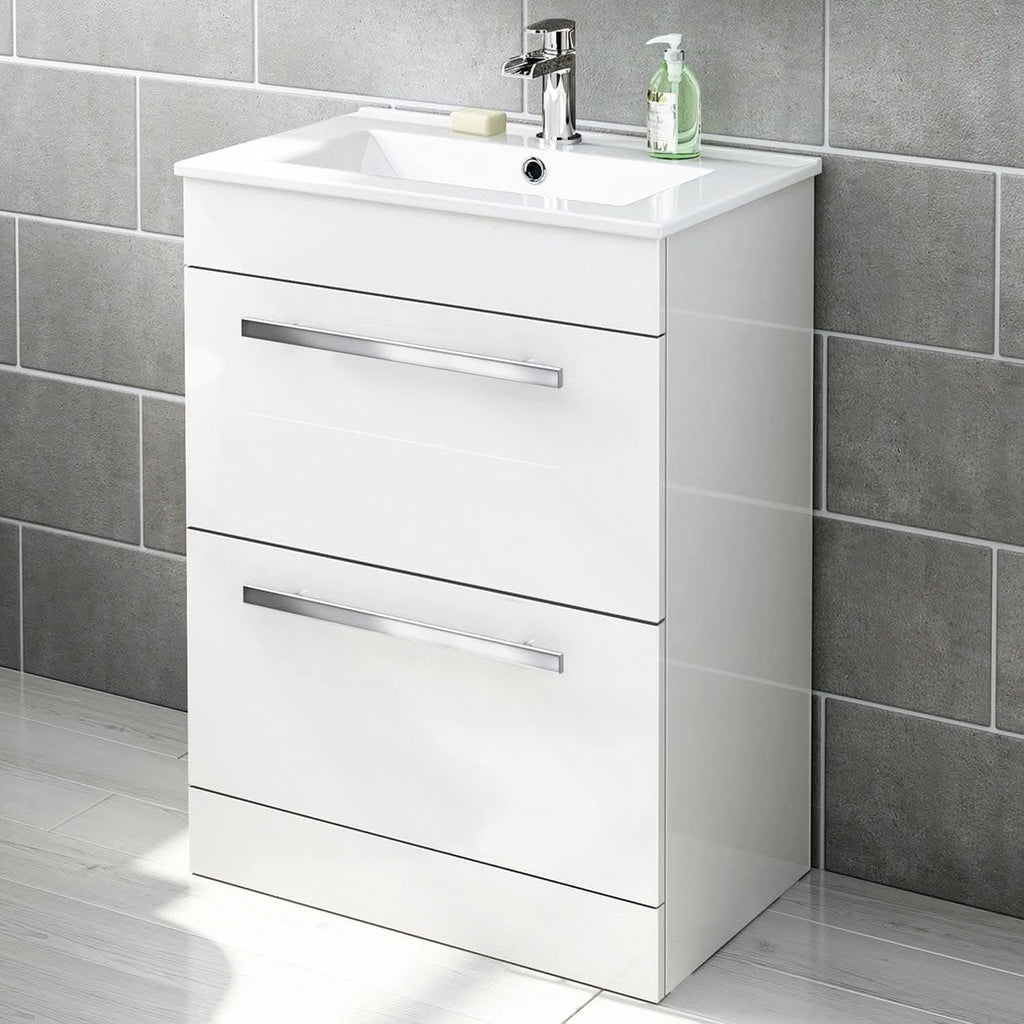 Avon Modern Floorstanding Bathroom Suite - Gloss White