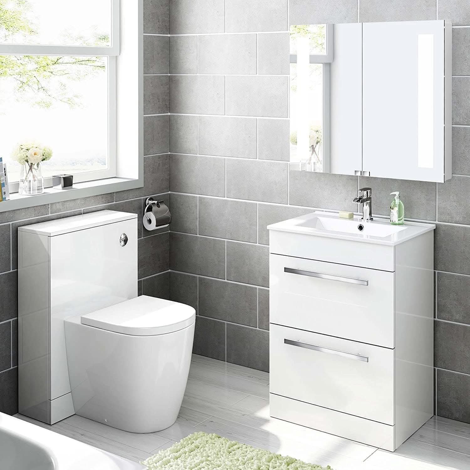 Avon Modern Floorstanding Bathroom Suite - Gloss White