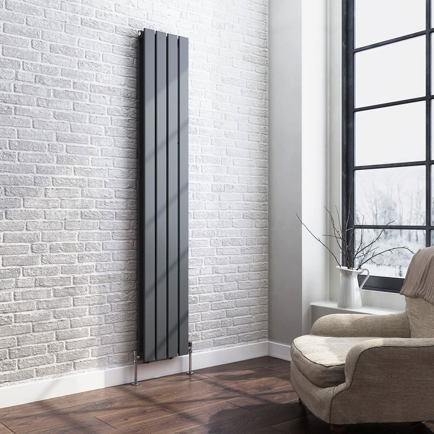 iBathUK Apex Vertical Double Slim Flat Panel Radiator, Designer Radiator, Vertical Radiators